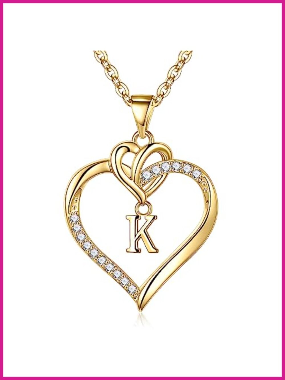 14k Gold Plated Heart Initial Necklace Dainty Women's Jewelry Gift